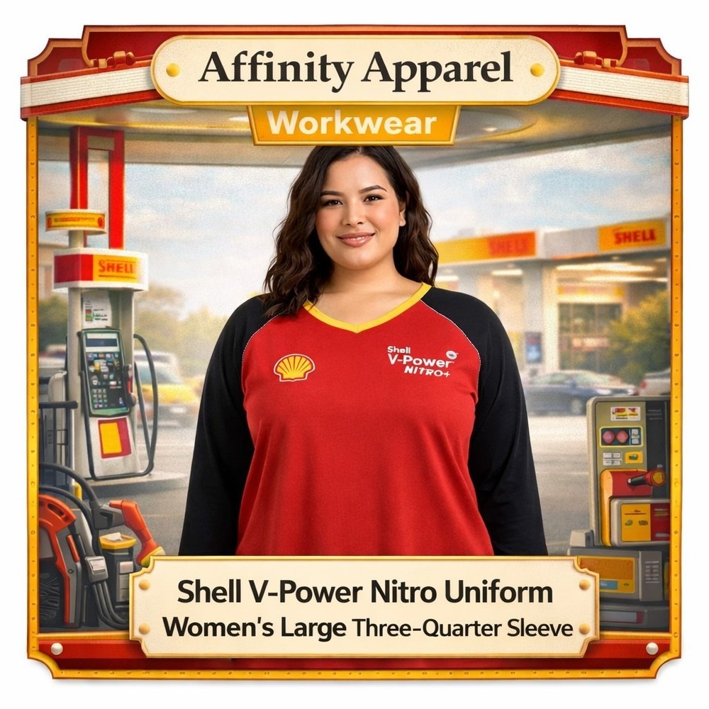Affinity Apparel Shirt Womens L Red Shell V-Power Nitro+ Uniform 3/4 Sleeve‎